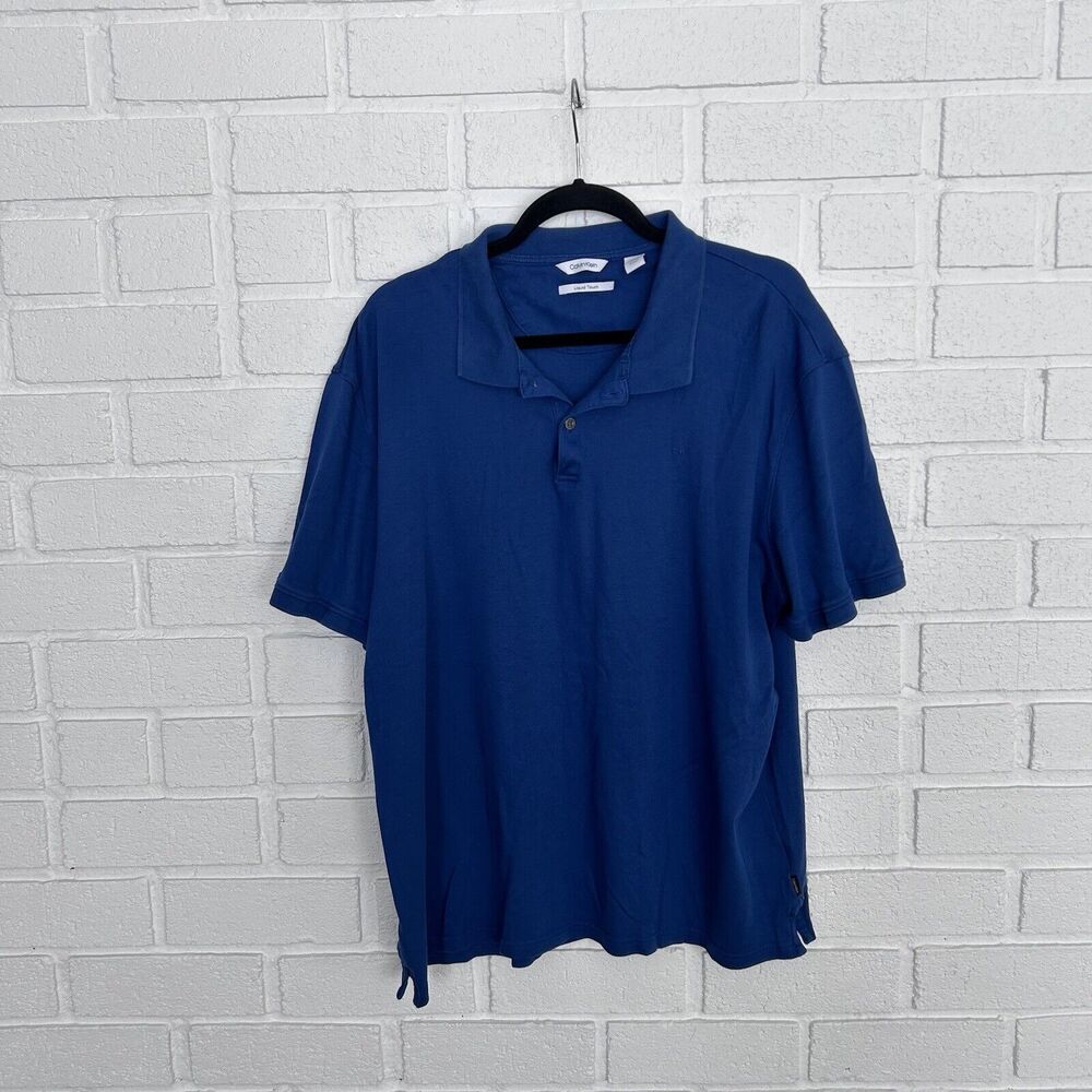 Calvin Klein Liquid Touch Polo Mens XL Blue Embroidered CK Logo